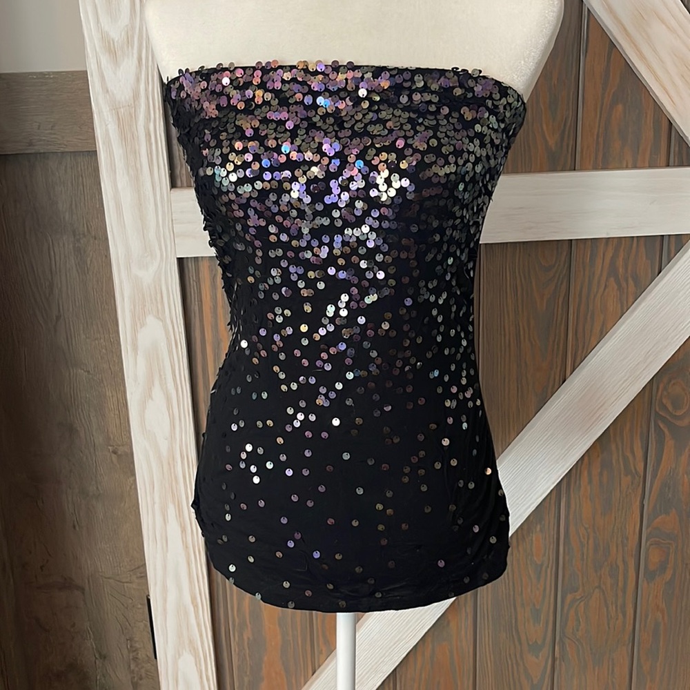 Multicolor Sequence Strapless Top